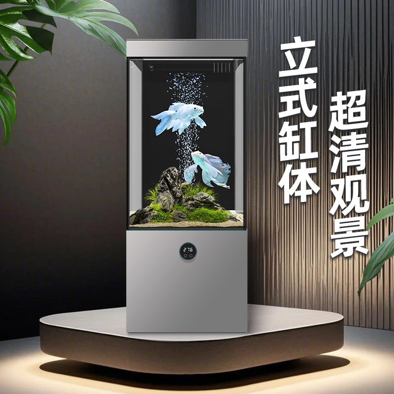 鱼缸客厅2025新款超白玻璃底滤水
