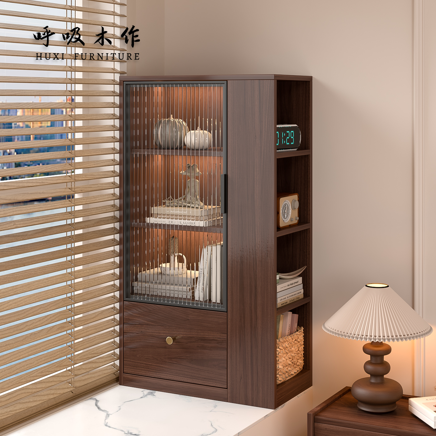 实木飘窗柜法式复古边柜收纳柜