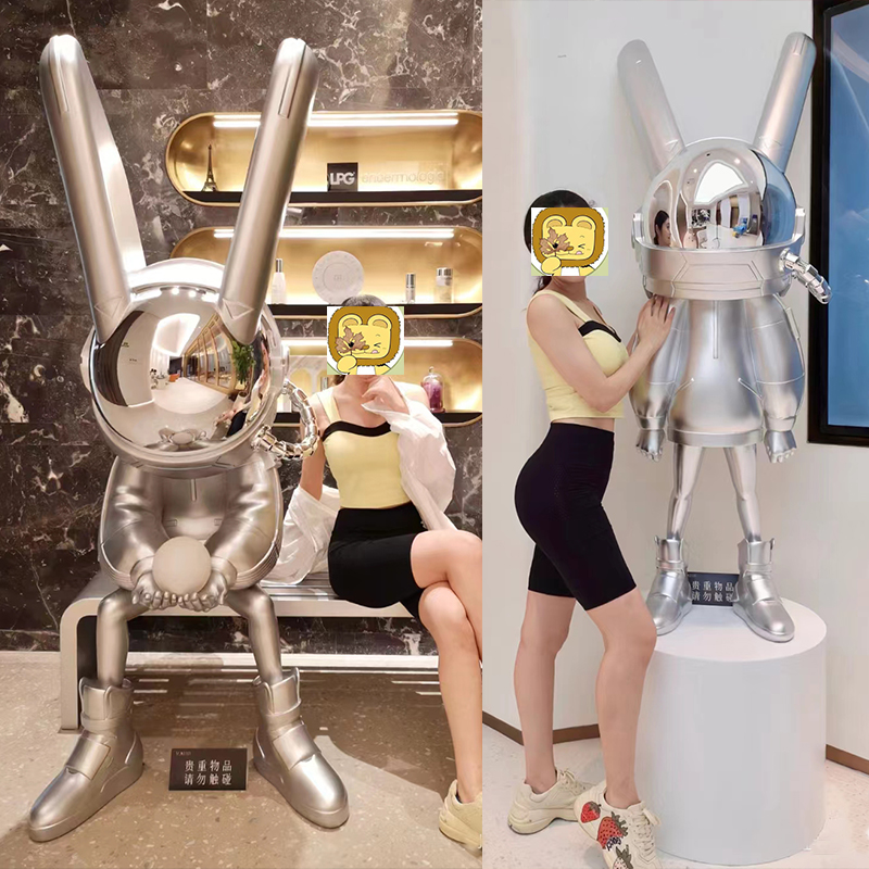 潮流robbi电镀月光兔大摆件家居客厅商场酒吧KTV会所装饰落地雕塑