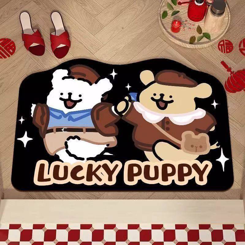 可爱卡通异形入户门垫进门刮泥蹭土脚垫硅藻泥吸水防滑卫浴地垫