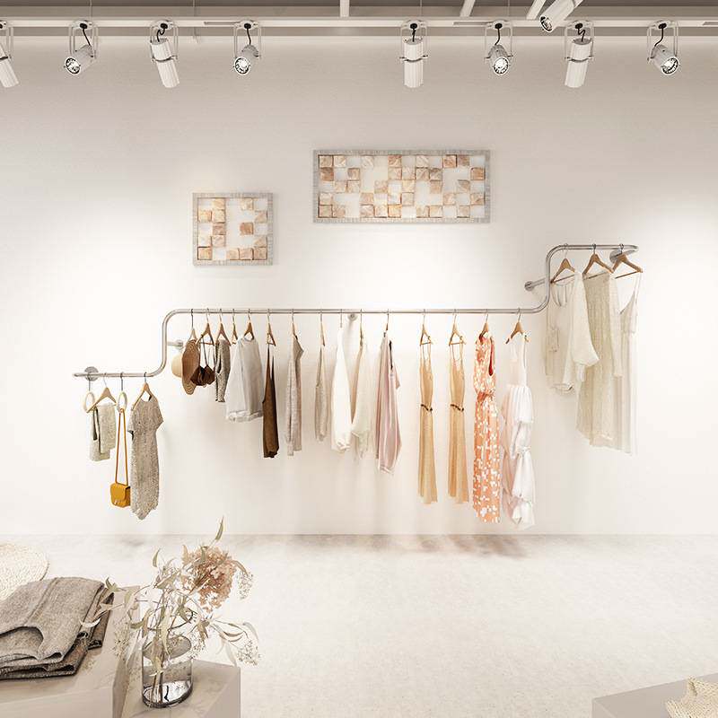 服装店展示架上墙壁挂式婚纱架子童装衣服陈列架创意女装店挂衣架