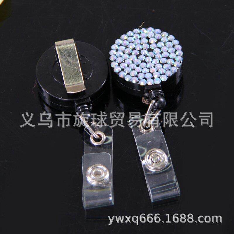 亚马逊热销易拉扣挂绳创意镶钻长款斜挎时尚带钻挂带证件扣易拉得