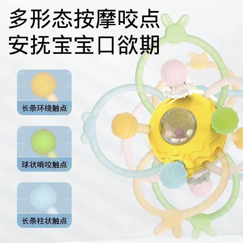 曼哈顿婴儿手抓球牙胶摇铃球宝宝硅胶可啃咬磨牙棒0—1岁安抚玩具