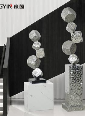 客厅不锈钢金属装置摆设售楼处艺术雕塑酒店走道大型落地抽象摆件