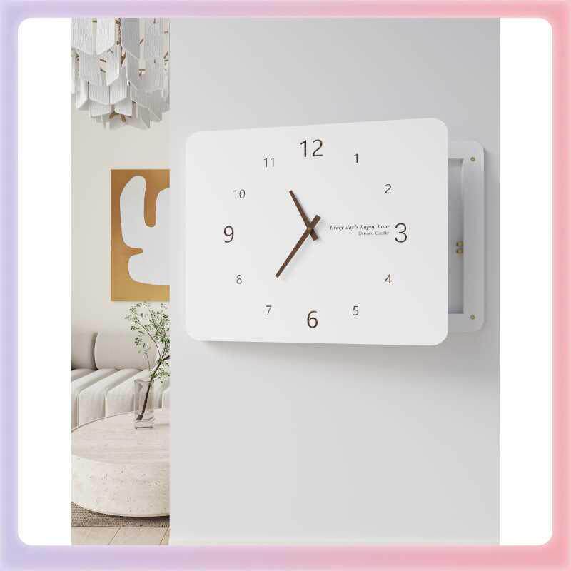 ?电表箱装饰画带钟表实木简约挂钟电闸配电箱遮挡时钟免打孔遮丑