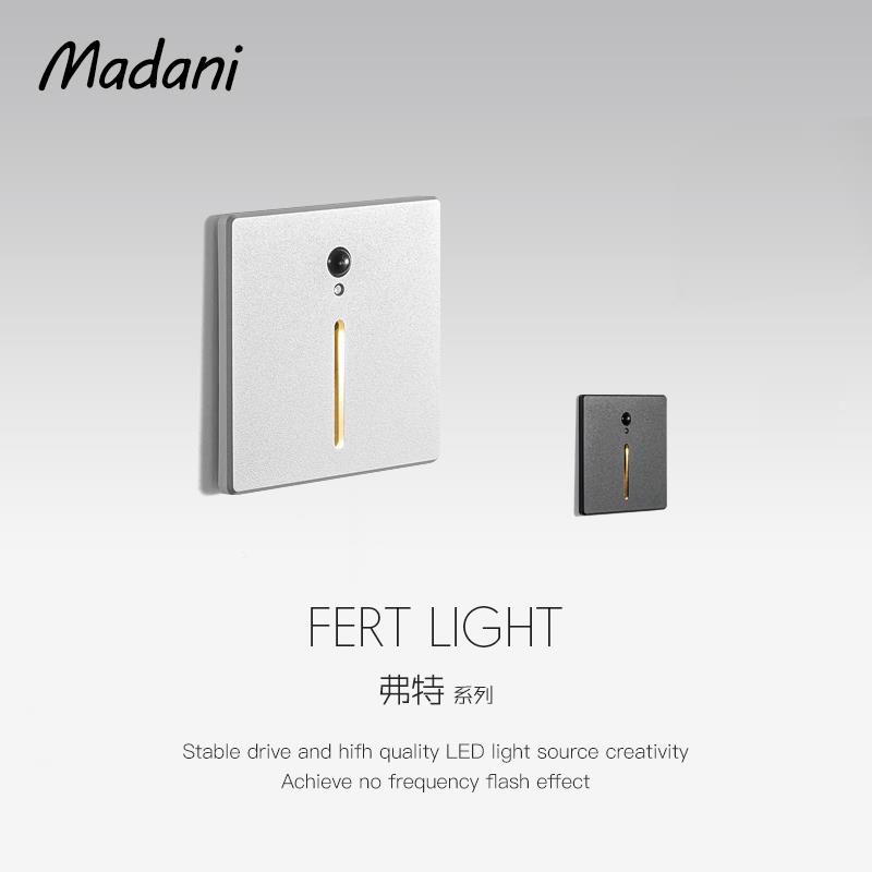 家用智能嵌入式人体感应地脚灯防水86型楼梯踢步踏步灯过道小夜灯