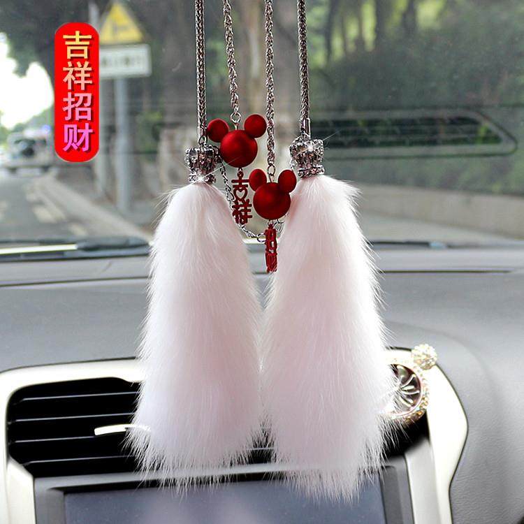 网红水貂毛汽车挂件饰品高档车内挂饰车饰狐狸毛女后视镜水晶吊坠,汽车用品/电子/清洗/改装,车挂,淘宝优惠券,粉丝福利购,淘宝优惠卷