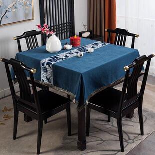 新中式桌布正方形八仙桌桌布方桌中国风棉麻桌垫麻将机麻将桌盖布