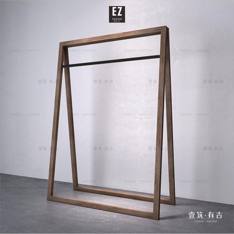 服装店展示架木质挂衣服架子铁艺烤漆复古欧式陈列架侧挂简约货架