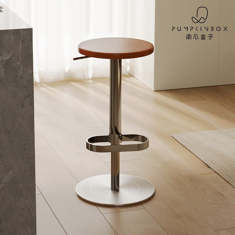 中古吧台椅家用简约实木设计师高脚凳轻奢可升降旋转金属酒吧椅子,住宅家具,家用高脚椅,淘宝优惠券,粉丝福利购,淘宝优惠卷