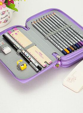 厂家直销32/48/72色彩铅笔帘素描专用笔袋美术生U收纳包袋防震防