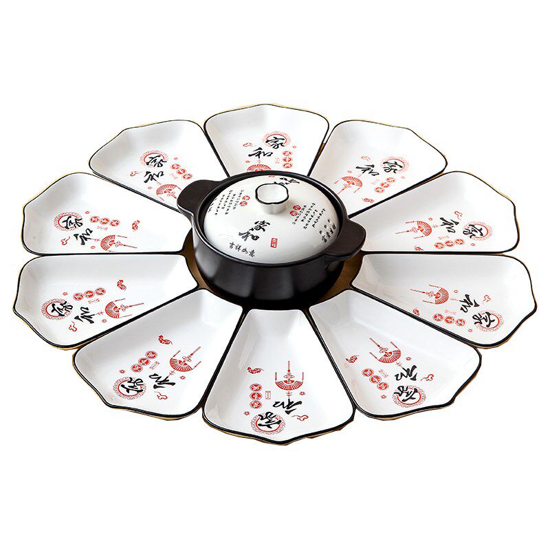 拼盘餐具组合过年团圆网红火锅盘陶E瓷碗碟套装家用菜盘子聚餐盘,餐饮具,盘,淘宝优惠券,粉丝福利购,淘宝优惠卷