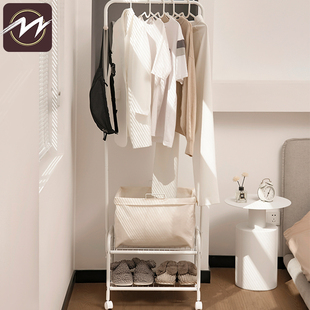衣架落地卧室多功能双笙挂衣架室内移H动晾衣架隔夜衣服收纳衣帽
