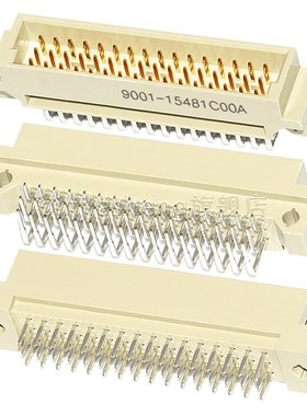 3排48P欧式插座9001-15481 16481 17491 18481C00A直弯针脚公母头