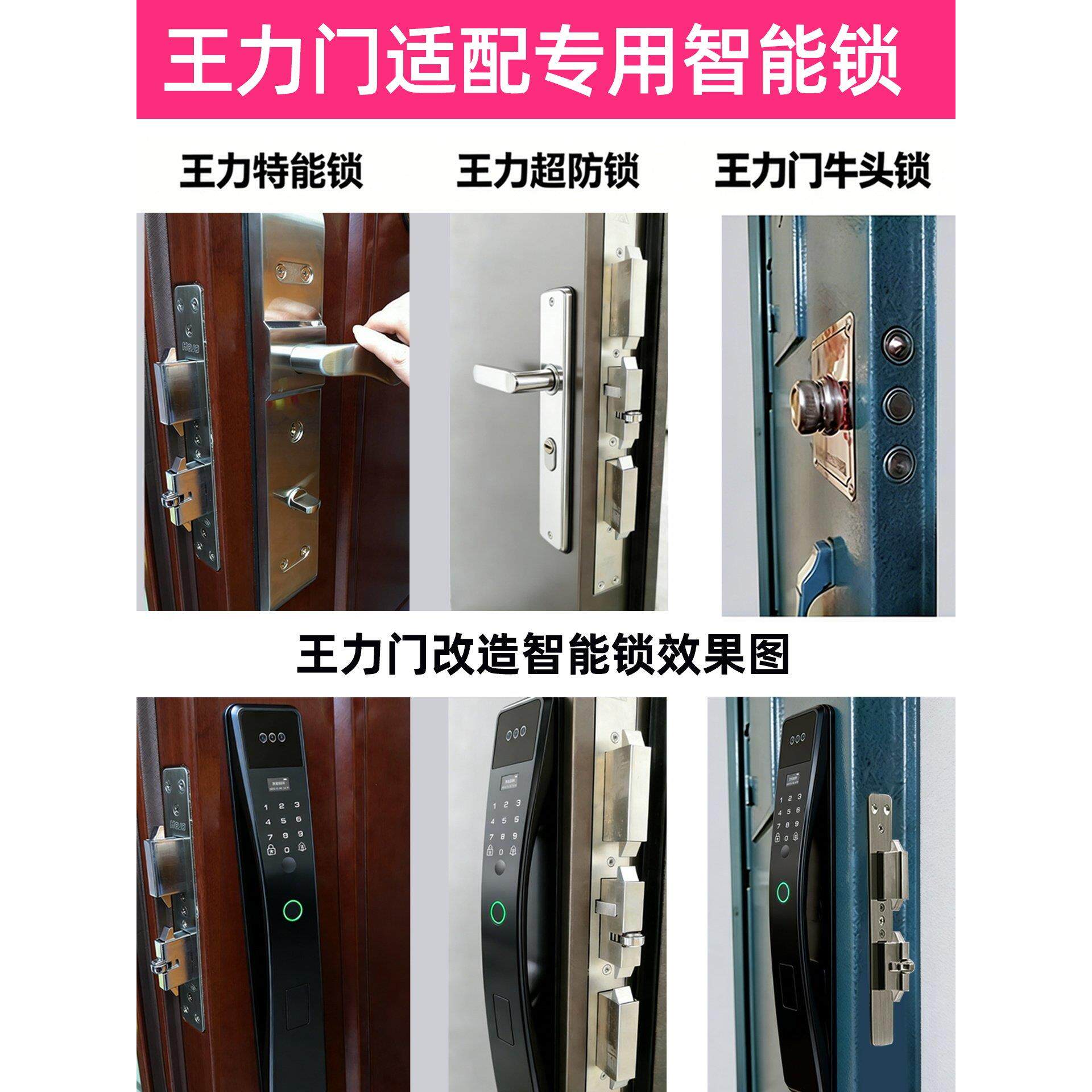 专用王力门适配智能门锁指纹锁家用防盗华爵固心入户门电子密码锁