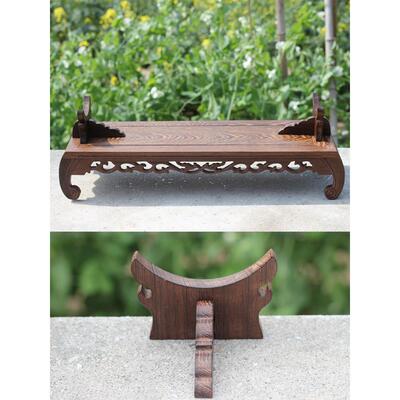 如意摆件支架 书画卷轴实木底座 横财象牙支撑架 圆柱鸡翅木托架