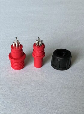 厂家供应防水M85P带螺帽连接器插头5芯红色公头母头连接器插头