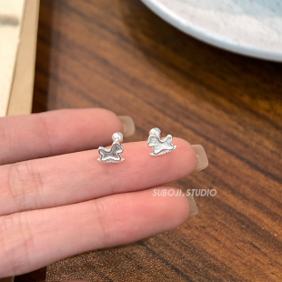 素泊集s999纯银马年耳钉女小众设计高级感耳环精致耳饰养耳洞免摘