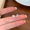 素泊集s999纯银马上有钱耳钉女小众设计耳环不对称高级耳饰养耳洞