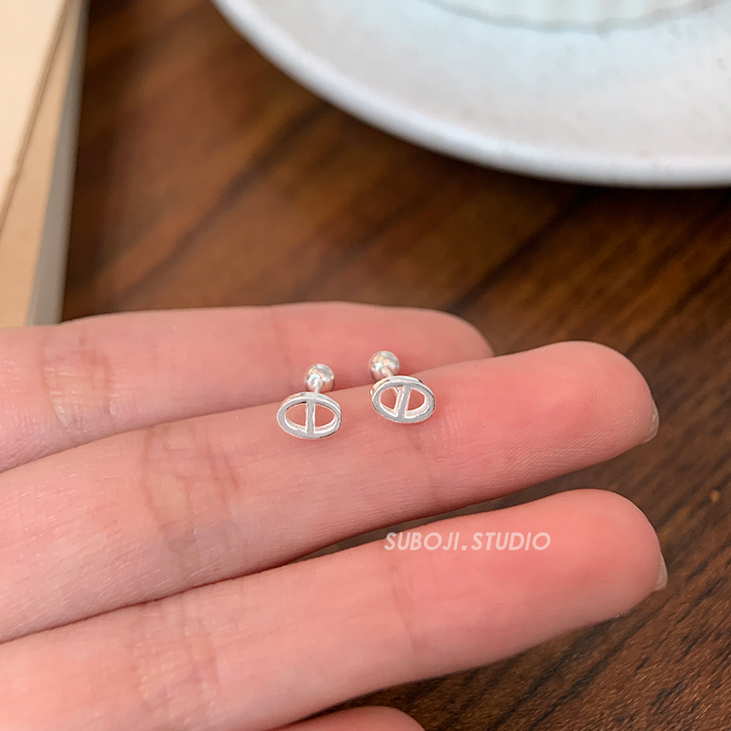 素泊集「猪鼻」耳钉纯银999