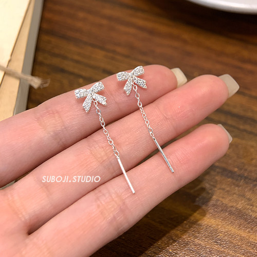 素泊集「满镶蝴蝶结」耳线纯银