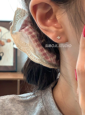 素泊集「玫瑰花」耳钉纯银999