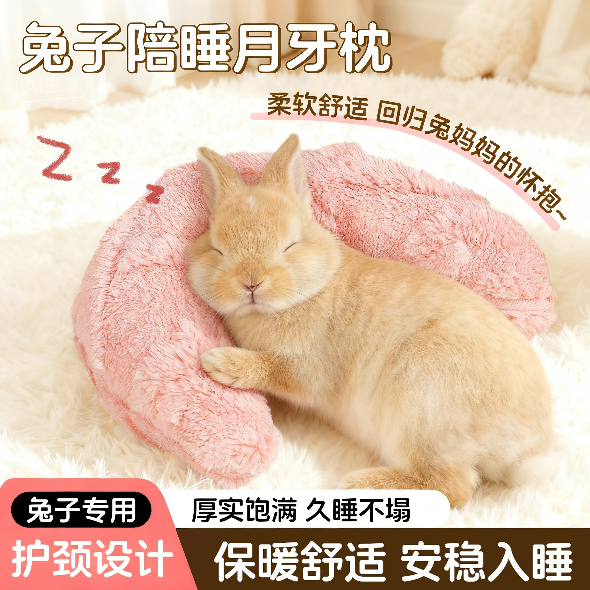 兔子枕头玩具解闷趴趴垫啃咬磨牙抱枕冬天保暖睡觉窝猫咪狗狗宠物