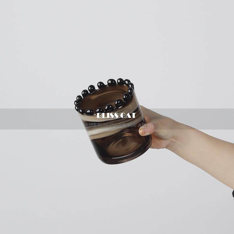 轻奢艺术棕色玻璃瓶插花花店售销办公室咖啡桌洽酒谈REW桌花卉小