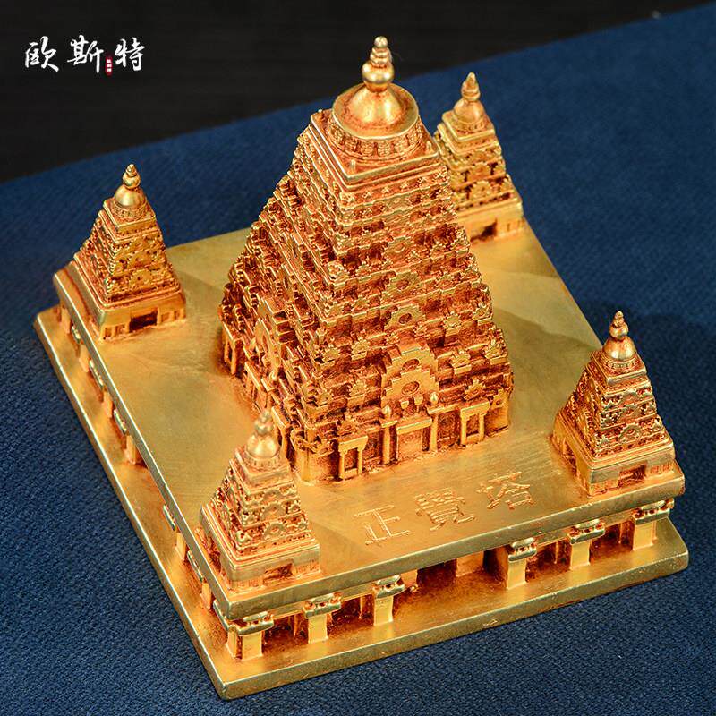 正觉当zjtyh塔噶塔摆件西藏式铜鎏金雕花客藏厅桌面 装饰摆件