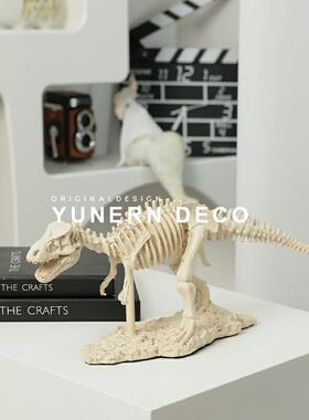 现代真恐龙骨架摆件骨柜骼化石龙骨样仿板房间XDG古博架电视装饰
