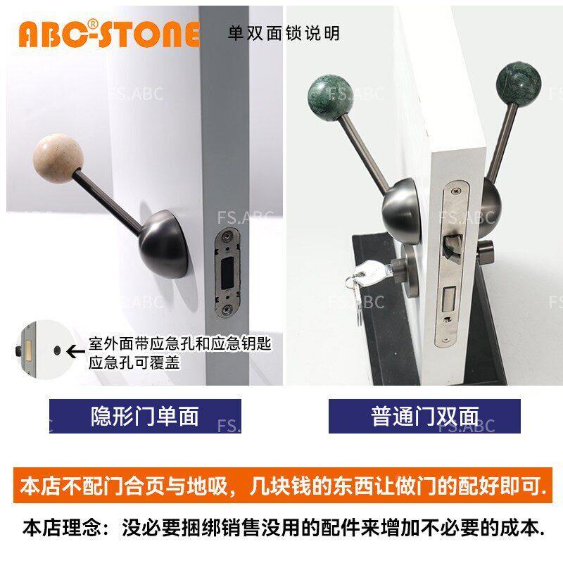 FS.ABC棒棒糖亮面银中天然古大理洞静石门锁音房石门隐形门把手