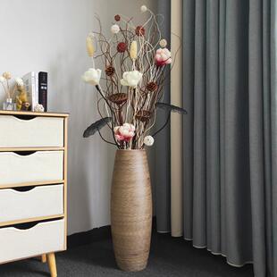 瓷客厅乾燥花装饰陶乾树枝高枝落地插叶脉花玄花关家居花摆件瓶EY