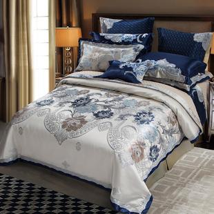 高档欧式 婚四件组庆床上用奢大红色刺绣贡缎六华八dye00858十品件