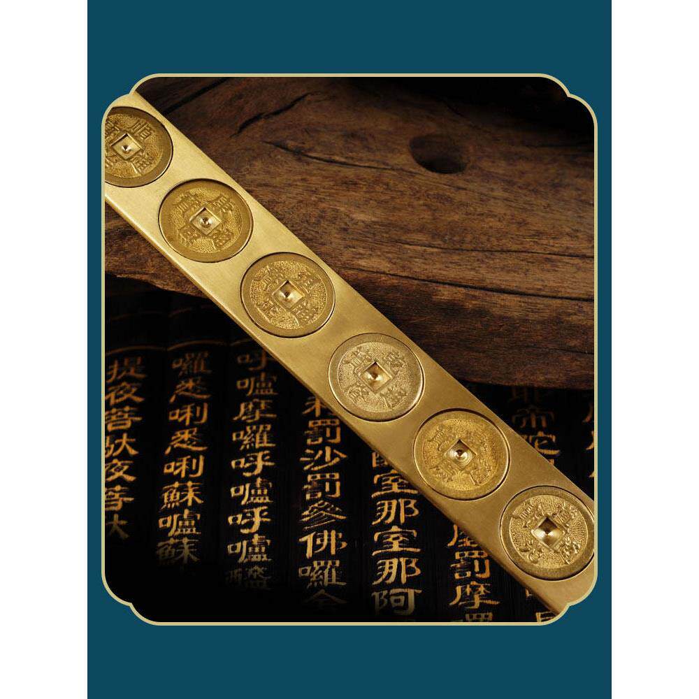 帝慈风阁钱黄铜实六帝心尺铜钱风水尺六铜尺QJY五帝尺丁兰尺家居