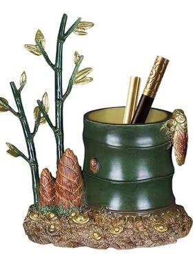 A0011《钱才笔筒》彩铜笔筒摆件书房办公室桌装饰高送艺术感礼级