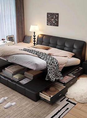 现简约真皮端床主代卧床高大床气男女生52857单双人床网红ins泡芙