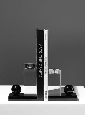 现代轻奢书房桌面水几OKQ书摆件样板晶房书柜档何书架书立装饰品