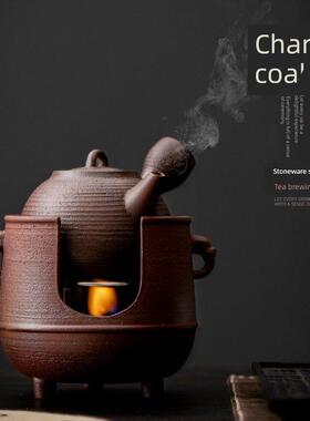 粗陶小家型用室火内酒精煮茶炉茶器户外露营围炉炭PVX煮茶泡茶套