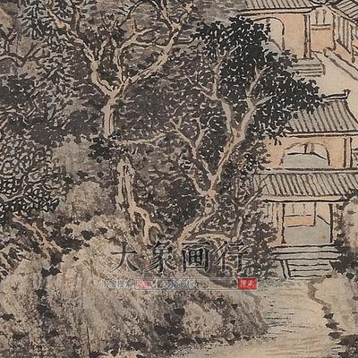 王翚江摹山卧游图清四王山水喷画国画临中范XLR本式装饰画艺术微