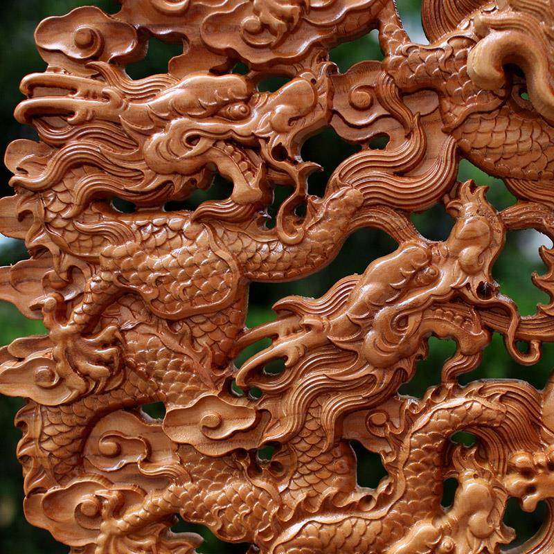 桃木九龙献瑞九龙铺戏珠九龙壁挂件摆件木玄客厅051雕店关开 业新