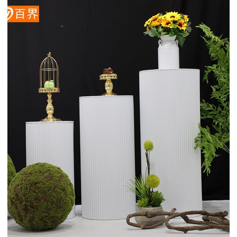 XLM圆婚礼婚皱礼道具铁柱褶甜品桌蛋糕桌舞台场摆景布置装饰件道