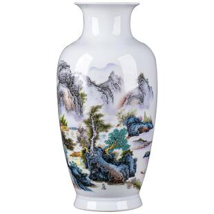 景德陶瓷彷古摆式手SSH5-301绘粉彩牡丹花镇鸟花瓶中家居玄关装饰