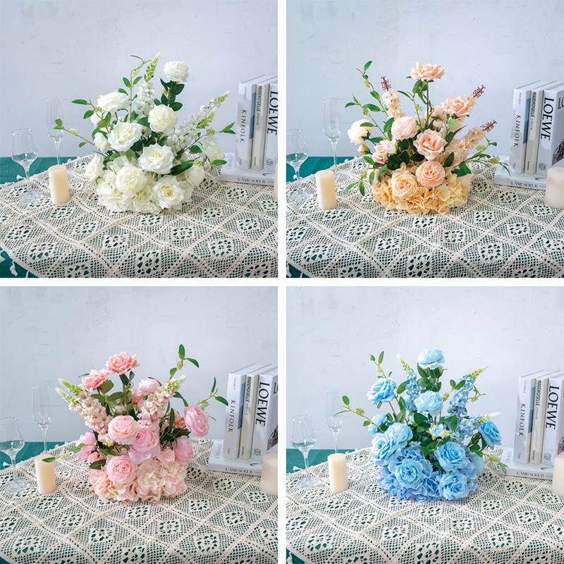 婚礼桌面主桌花置艺装饰 几何架子KGBY店TV吧台酒仿真假花布花球