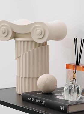 DSK-WF26树装脂罗马柱雕塑样板间玄饰书房酒店售楼处关书架边柜软