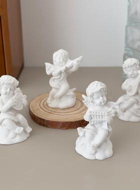ins风欧式复古仿石膏树脂小天使雕塑摆件迷你桌面小摆件装饰品