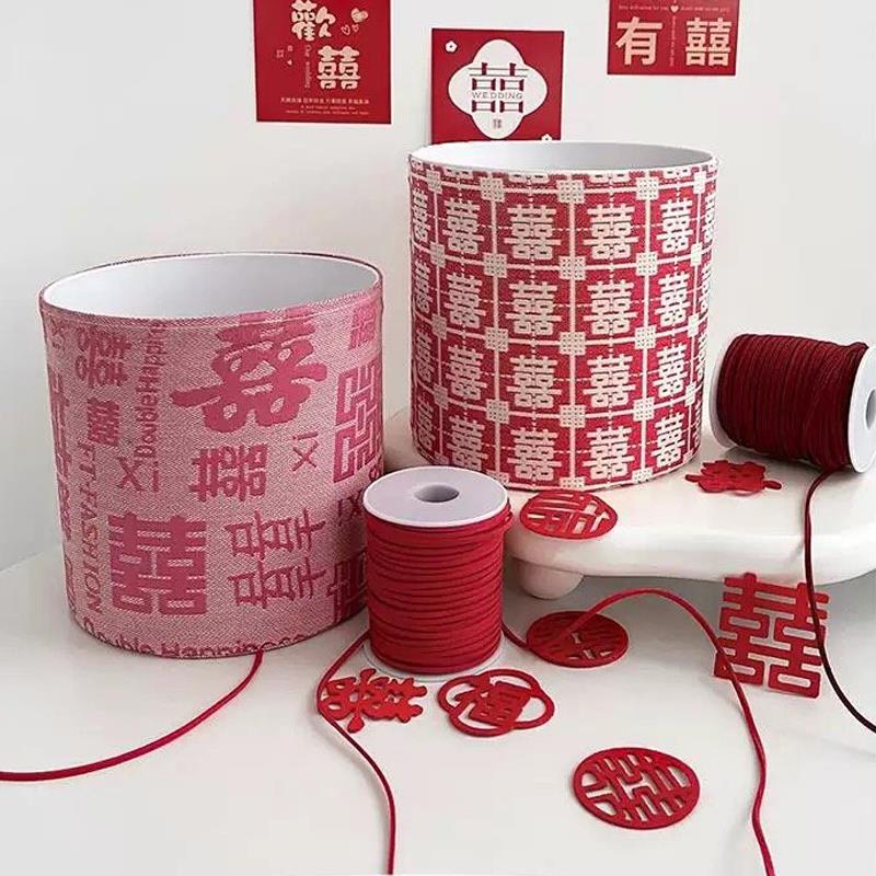 红色结婚插花抱抱桶花桶喜字新中式婚礼花材布料氛围装饰花束空桶