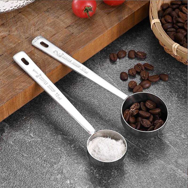 不锈钢量勺304奶茶店果粉勺咖啡豆奶粉勺刻度勺计量勺10克15ml30g