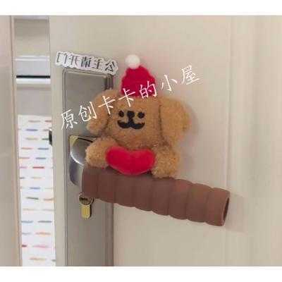 可爱线条小狗门把手套防撞防静电卧室门拉手套儿童房间门拉手柄套
