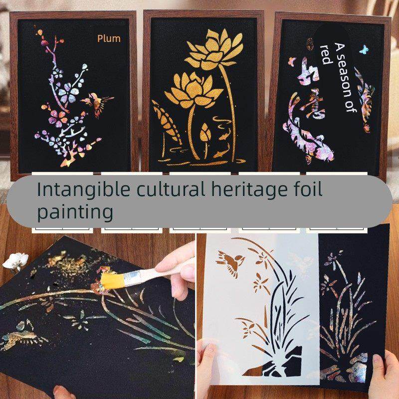烧箔画diy材料包非遗金箔画模板教师节手工儿童成人暖场活动装饰,家居饰品,DIY/数字油画,淘宝优惠券,粉丝福利购,淘宝优惠卷
