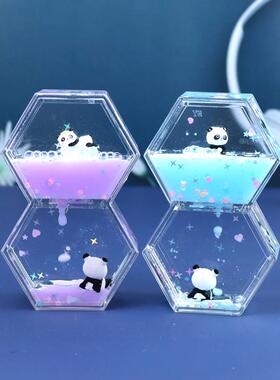 创意双菱形马卡龙布丁色油滴液体沙漏计时器少女心熊猫摆件礼物